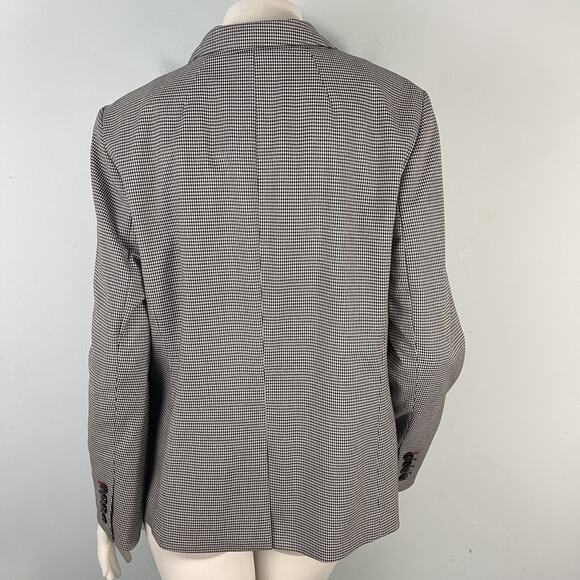 Talbots Women's 12 Single Button Stretch Blazer Jacket Black White Houndstooth - Picture 5 of 16